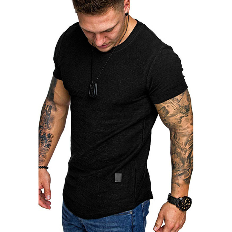 TK Camiseta de algodón de bambú para hombre, camiseta informal de manga corta con cuello redondo a la moda, tops para hombre