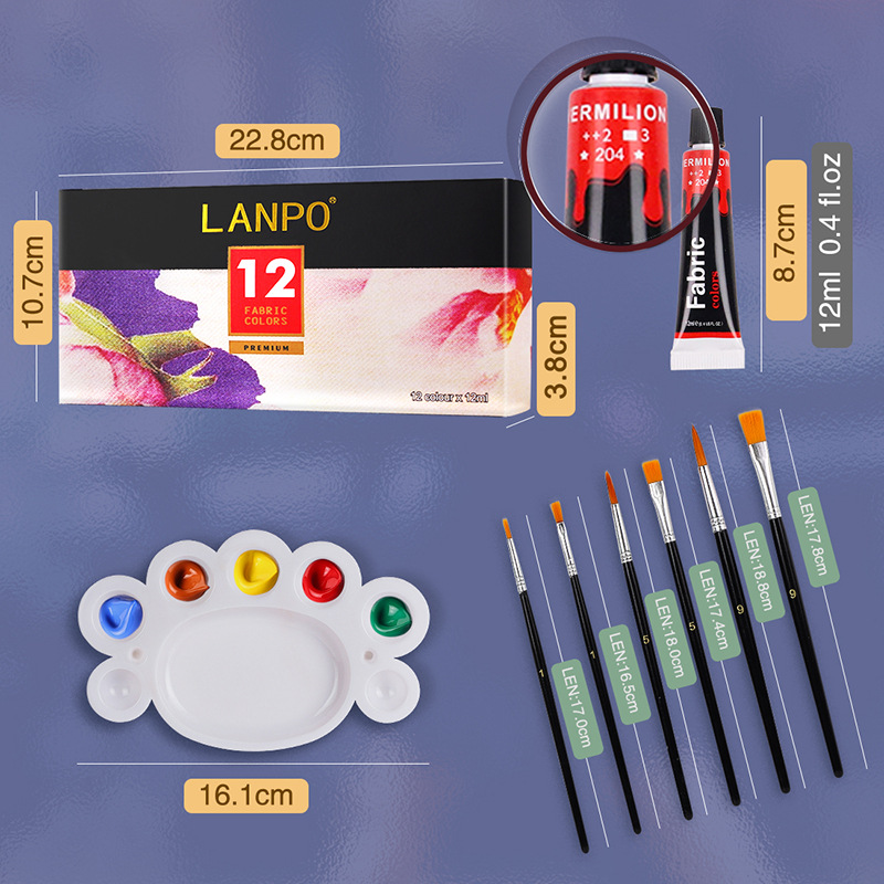 Pintura acrílica en set de 12, 24 o 36 colores (12ml) – Kit para pintura manual, DIY, resistente al agua – Presentación en caja