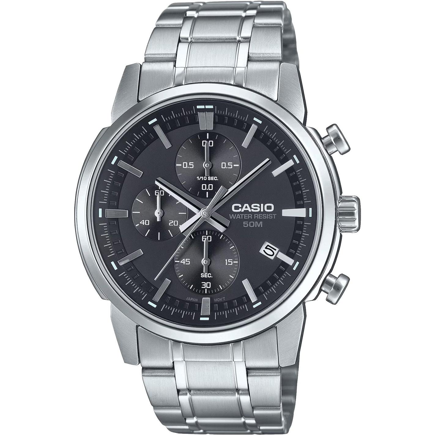 reloj cronógrafo hombre Casio MTP-E510D-1A1 42mm 50m WR correa de acero