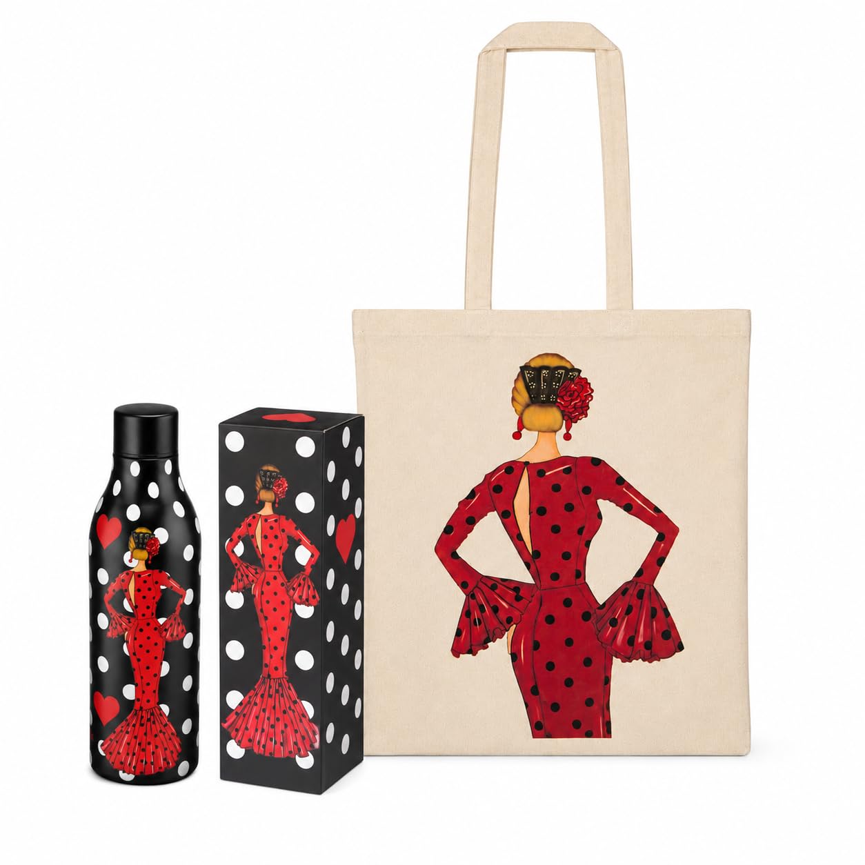 illustrArte Pack Botella Térmica + Bolsa Tote Cádiz Flamenca