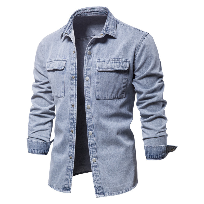 TK 2024 Primavera y otoño Nuevas chaquetas vaqueras para hombres Chaquetas europeas y americanas de moda Tops vaqueros lavados informales