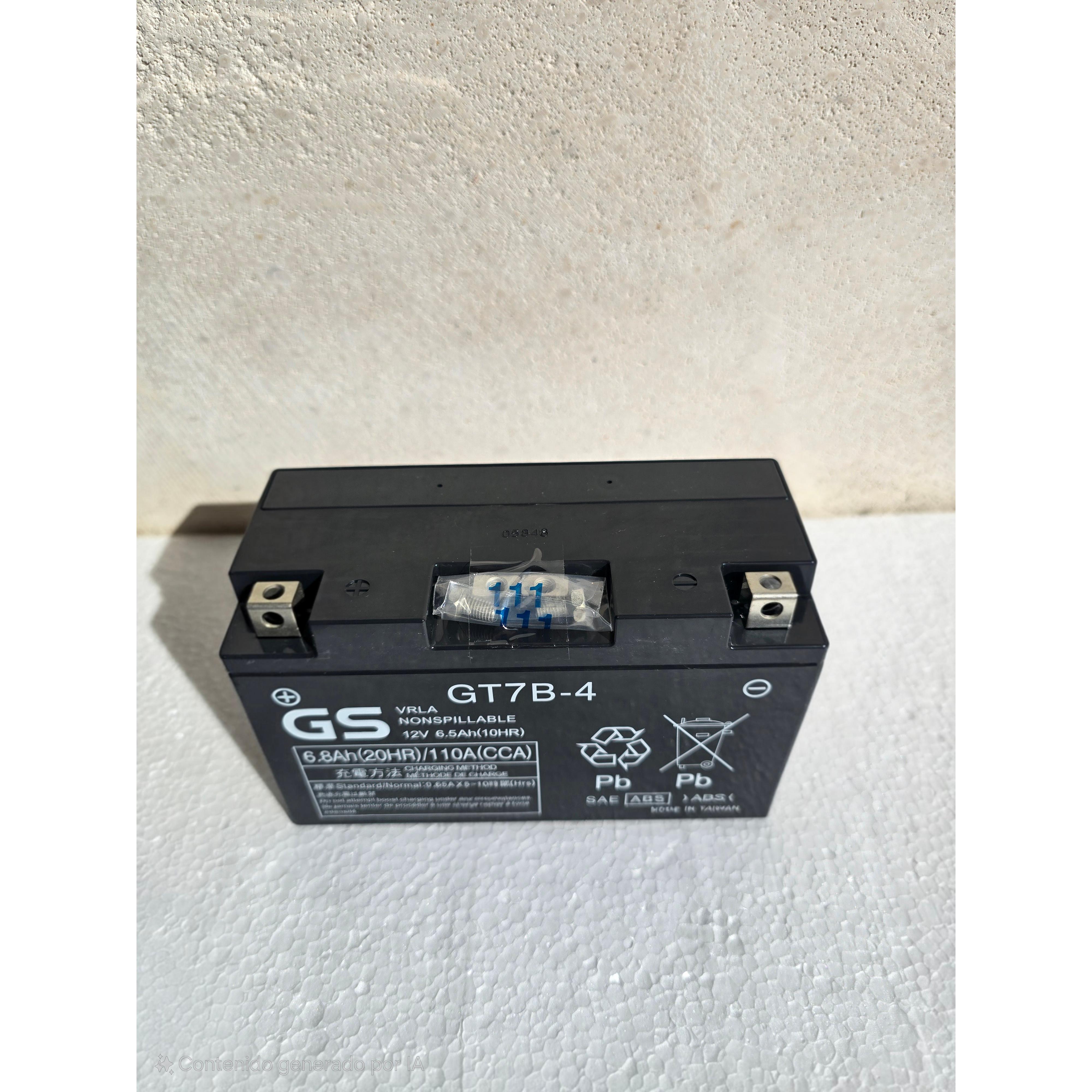 Batería GEL GT7B-4 para Moto – Alta Duración, Sellada y Libre de Mantenimiento, Marca GS by Yuasa, Ideal para Repuestos y Mantenimiento