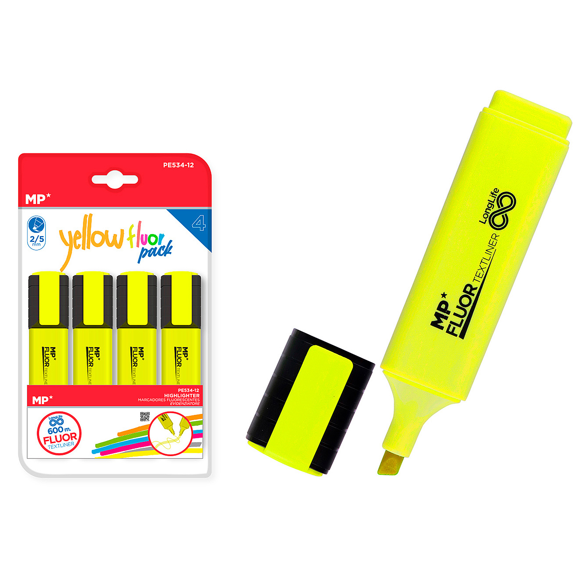 DAM MARCADOR YELLOW FLUOR PACK 4 Uds. Color: Amarillo