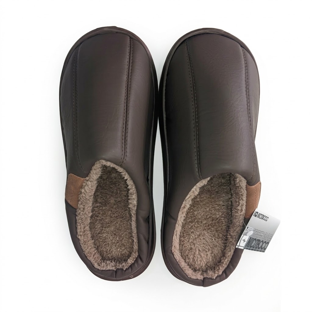 NICOBOCO - Zapatillas de estar por casa destalonadas con borreguito interior térmico, suela antideslizante y exterior impermeable tipo piel en beige para invierno