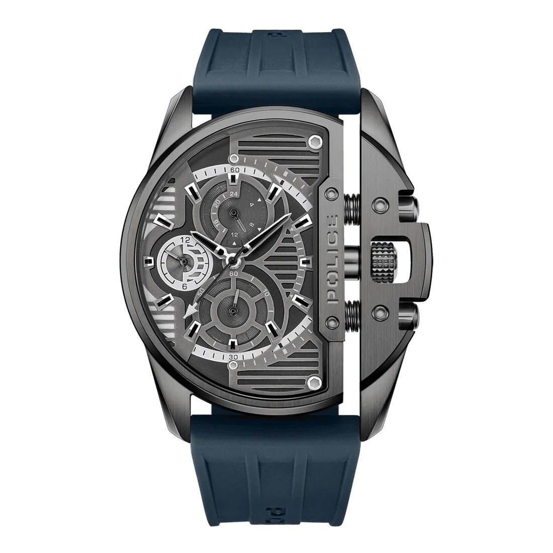 Police Reloj Hombre Analogico Cuarzo con Correa de Silicona PEWGQ2203604M
