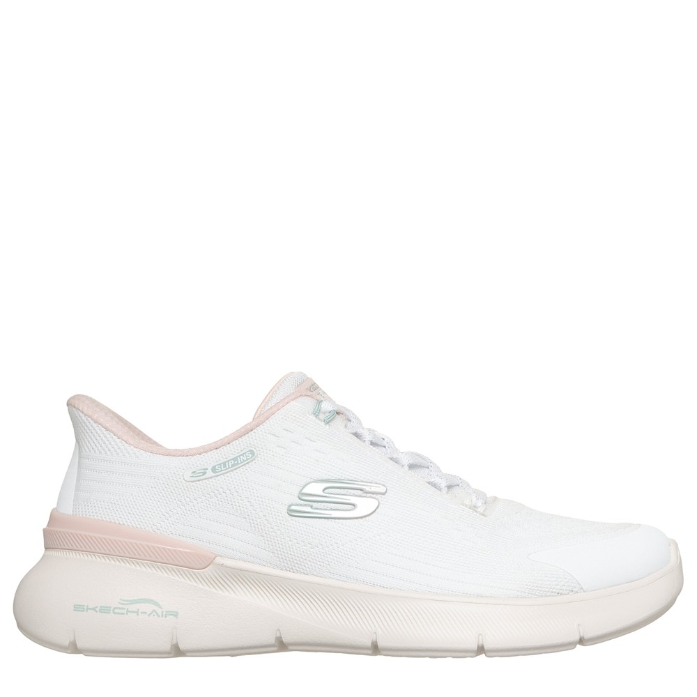 Cómoda Cómoda Zapatilla mujer Skechers SKECH-AIR DYNAMIGHT 2.0-UPWAR tejido blanco y rosa. Talón Heel Pillow para calzarte sin manos. Plantilla Memory Foam. Altura Tacón bajo (1-3 cm) Referencia 150377-WTPK