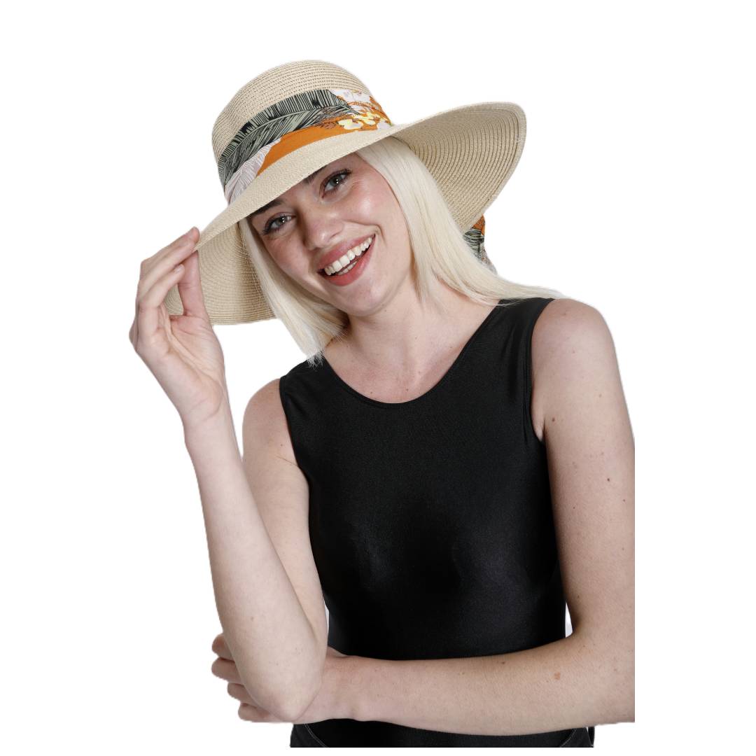 Sombrero de Paja de ala Ancha para Mujer, Gorra de paja mujer protección UV, Gorro Pamela Grande, Sombrero Femenino Verano para el Sol, Playa, Jardín, Vacaciones, Talla Unica Ajustable 56-57CM, Kebedo Moda