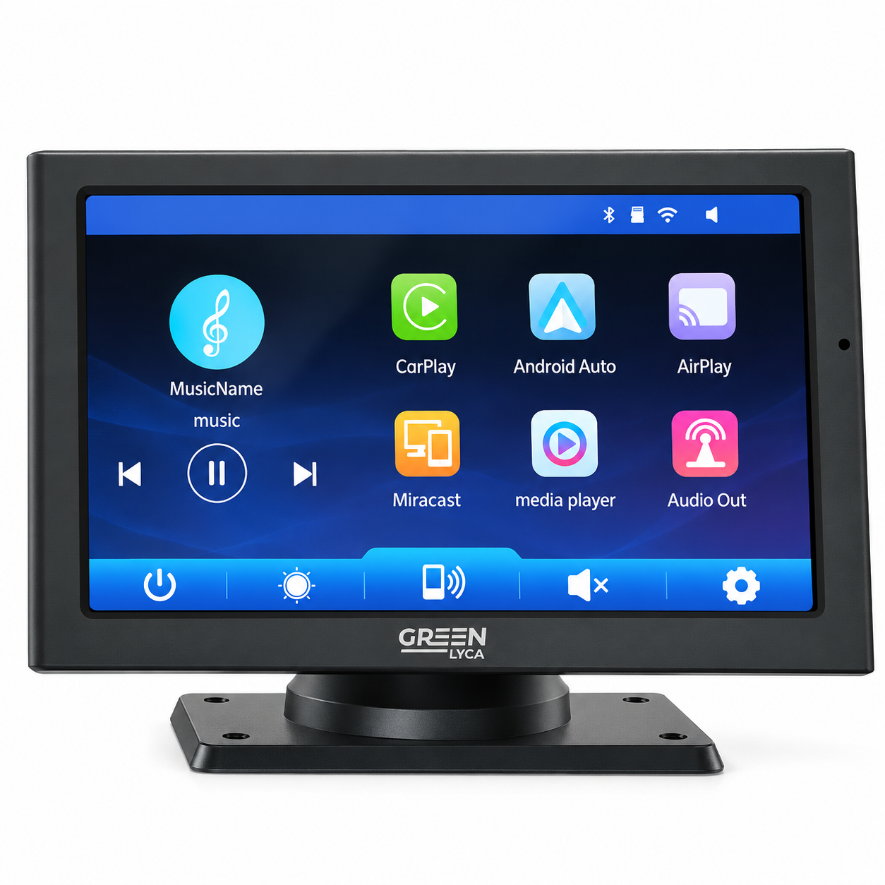 Pantalla CarPlay Portátil de 7 Pulgadas para Coche, Apple CarPlay y Android Auto Inalámbricos, Pantalla Táctil IPS HD 1024×600, GPS Navegación, Control por Voz, Mirror Link, Bluetooth, Transmisor FM, AUX y Tarjeta TF