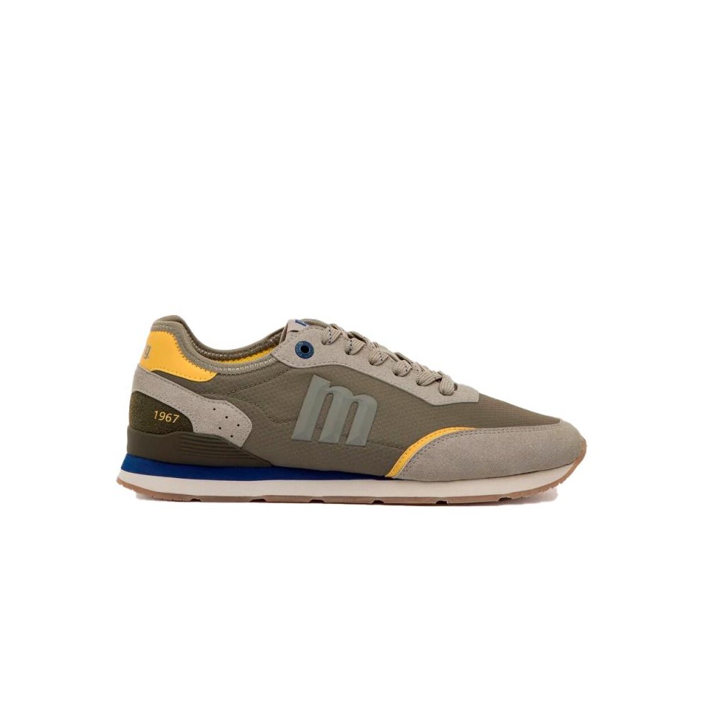 Mustang - Sneakers hombre modelo 84859 en tono verde kaki, cómodos y versátiles con cierre de cordones y amortiguación en cada paso