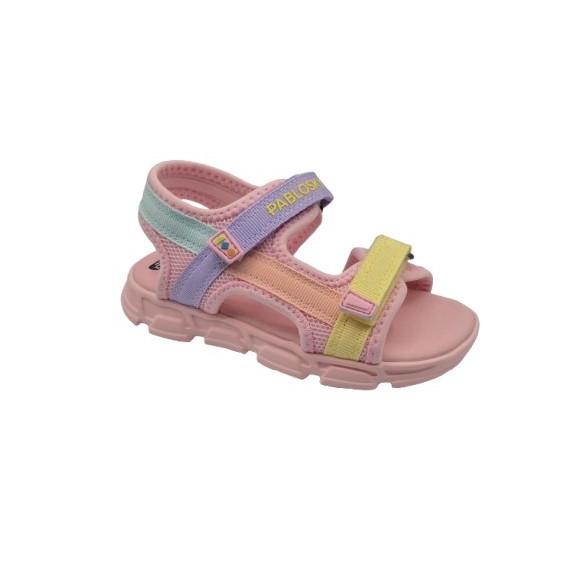 Pablosky - Sandalias deportivas para niña modelo 986270 con diseño spot, cómodas y resistentes, color amarillo y rosa, ideal para uso diario y actividades al aire libre
