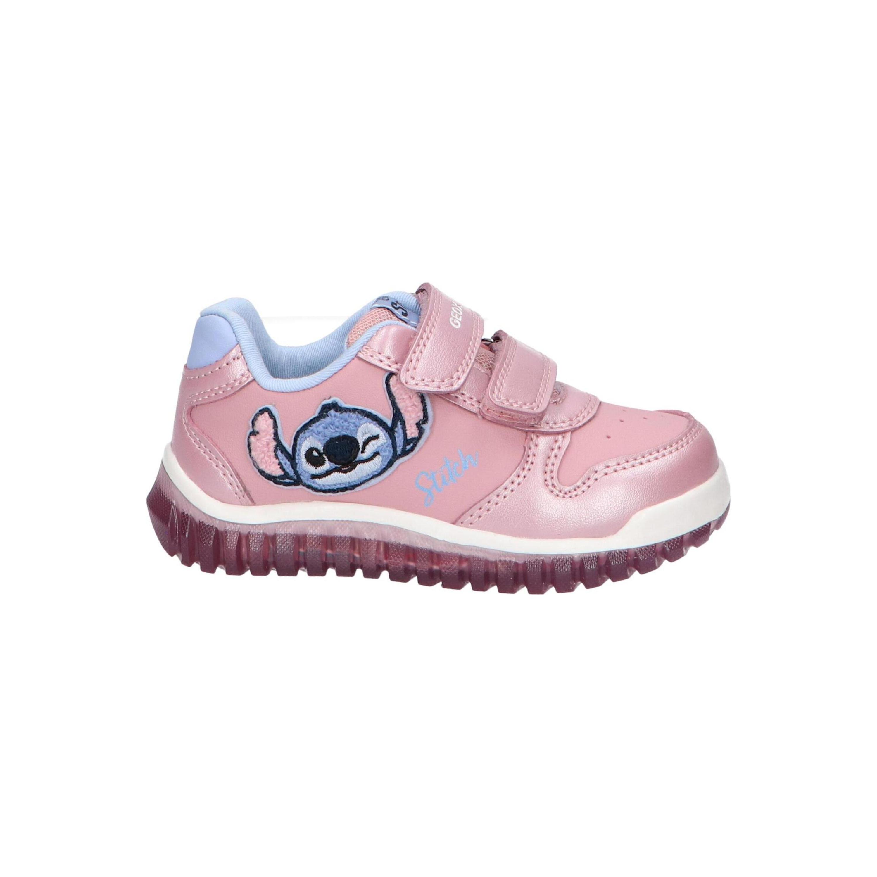 Geox casual sneakers for girls in pink, made of synthetic leather with textile lining and rubber sole, perfect for active lifestyles and children's birthdays, offering comfort and style for your little girl.
