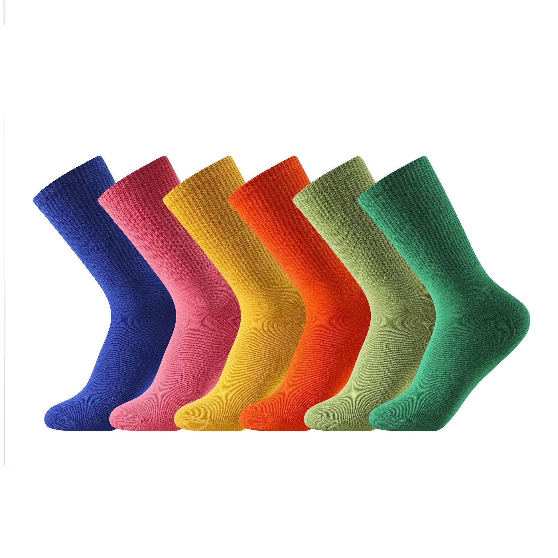 Balseti. Pack con 6 pares de calcetines lisos de caña alta en colores surtidos.  Talla única, válidos para las tallas de la 35 a la 41.