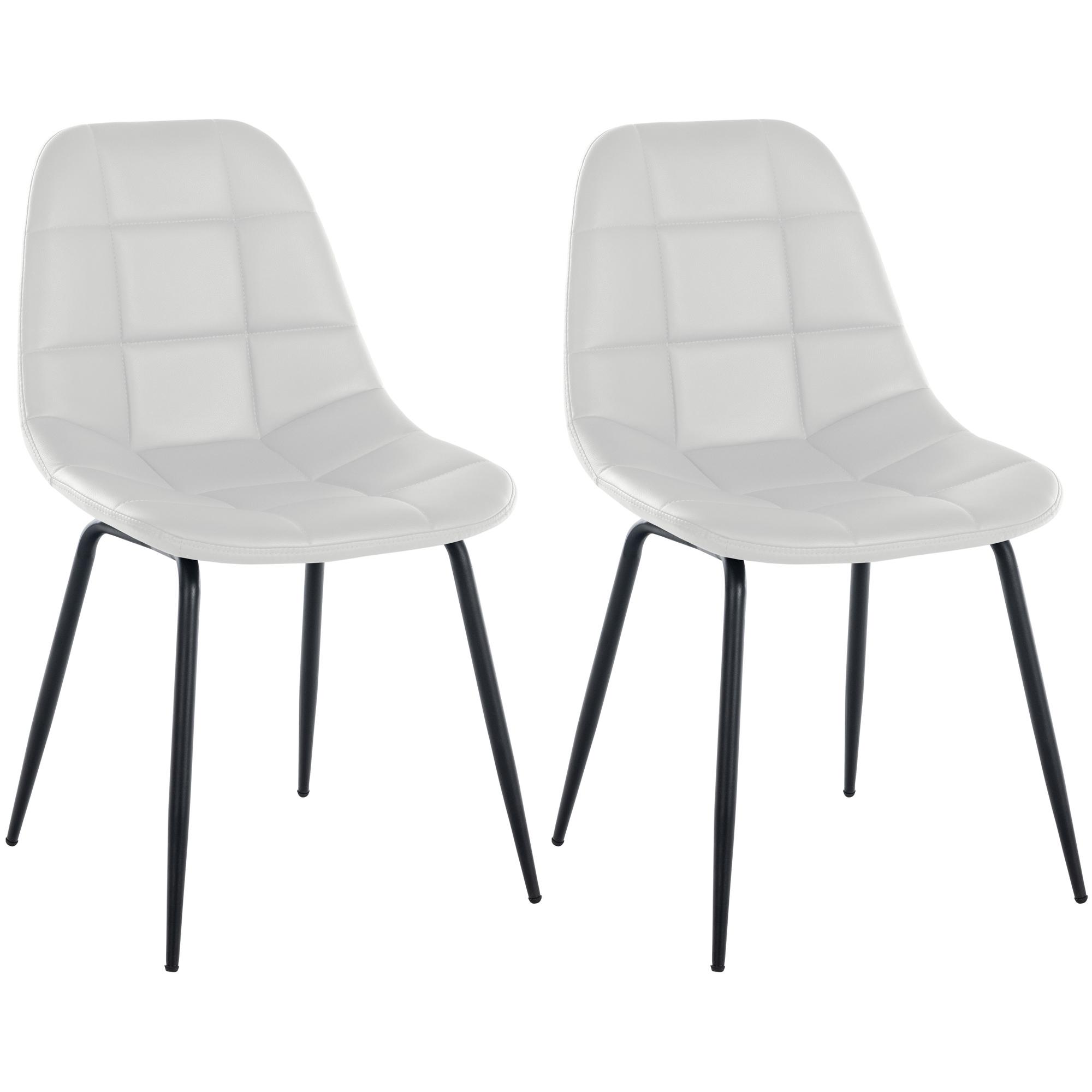 Set de 2 Sillas de comedor Tom en tela o polipiel Blanco,Simil cuero