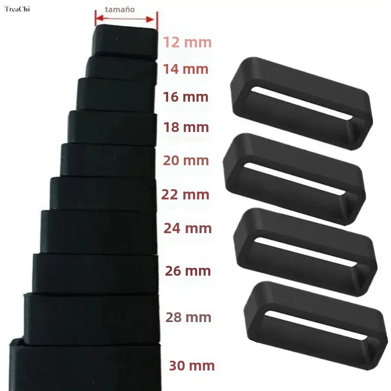 TK Accesorios De Correa De Reloj De Silicona Y Goma Negra 12-30mm 4 Piezas Anillo De Bucle Para Relojes Tradicionales