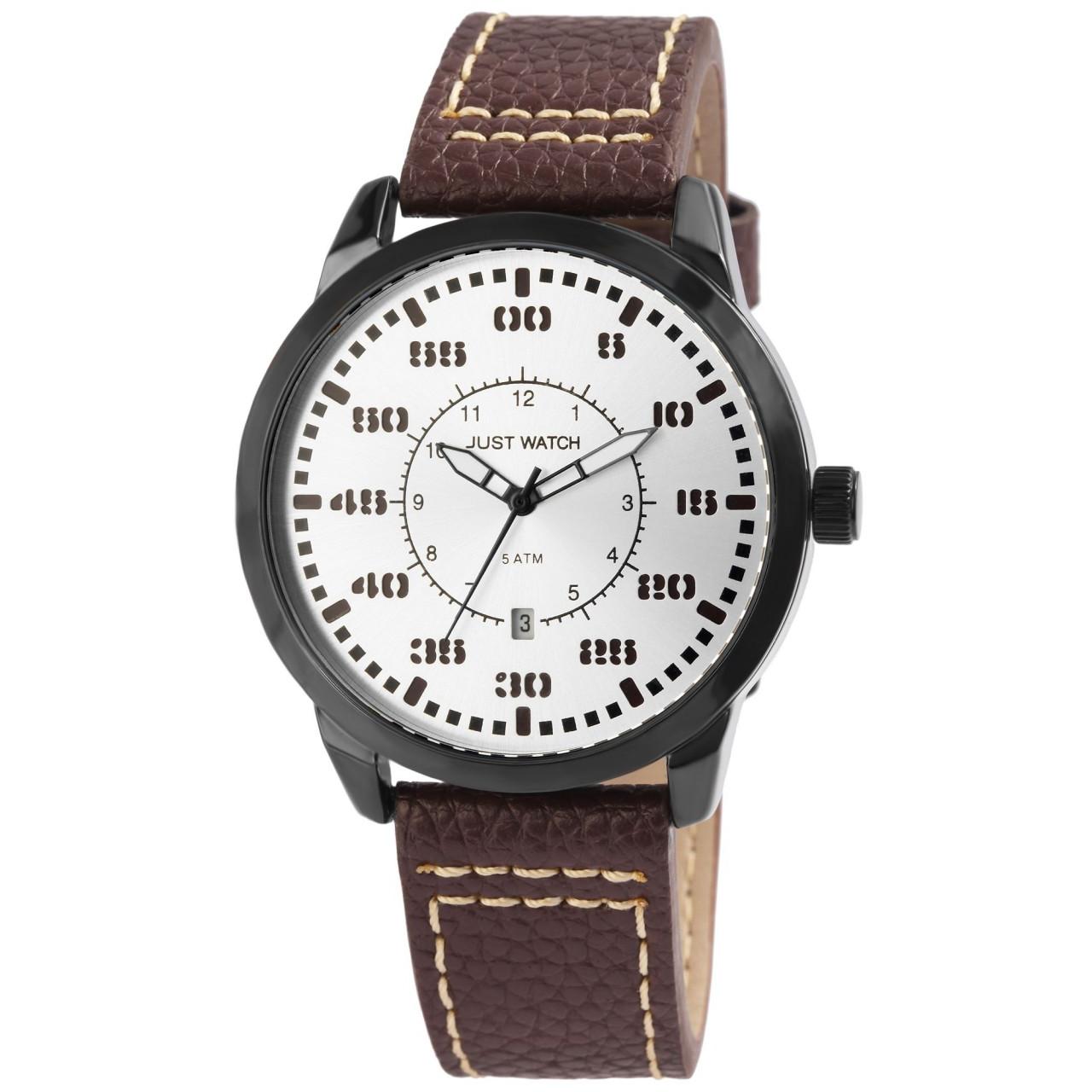 Reloj Just® Hombre com Bracelete em Pele Genuína