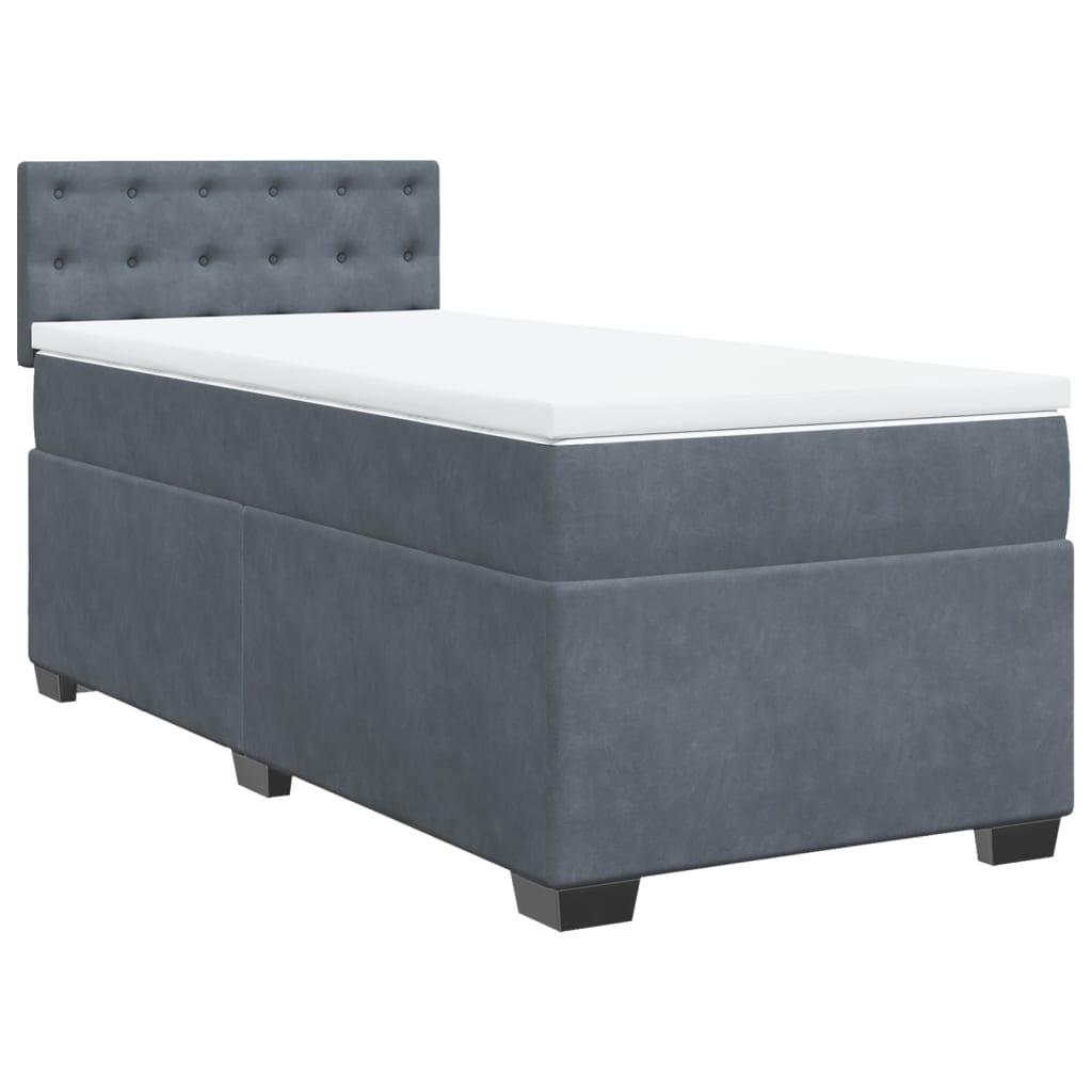 vidaXL Cama box spring con colchón terciopelo gris oscuro 90x200 cm
