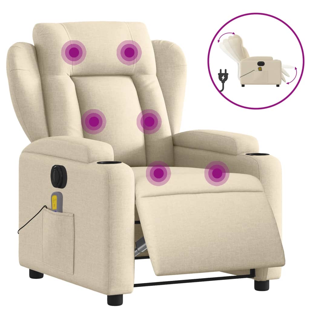 Vidaxl Sillón Reclinable de Masaje Eléctrico Tela Gris Claro, Gris Oscuro, Negro