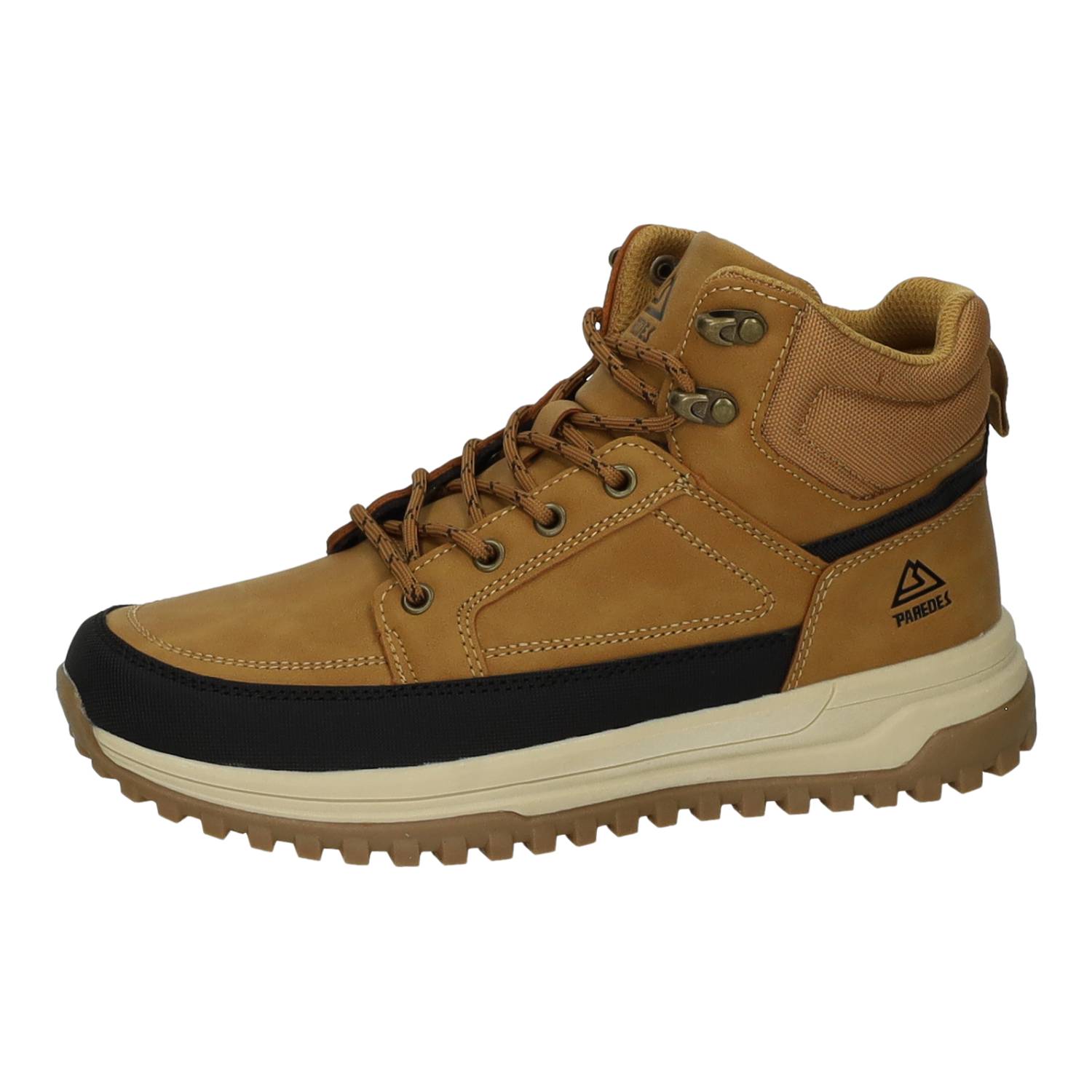 Botas-botines marca PAREDES para hombre en color camel. Calzado Casual con Corte PU Nobuck, Suela EVA + TPR, Forro Textil y Cordones, Calzado Cómodo para Caminar, Viajes y Uso Diario