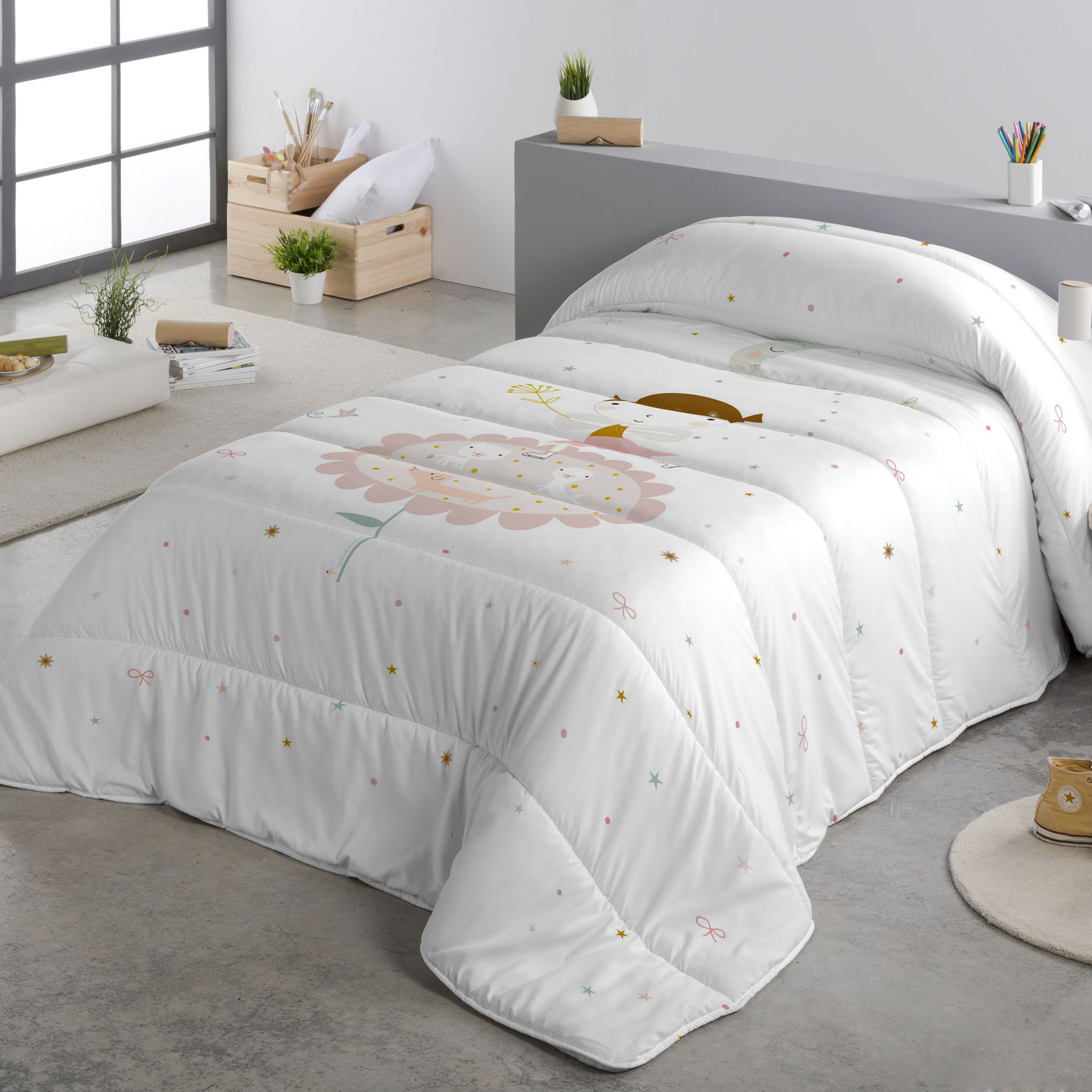 HACIENDO EL INDIO - Edredón Nórdico Infantil Estampado 100% Algodón - Relleno 200 gr Tacto Pluma - Ideal para Invierno, Antialérgico y Transpirable - Disponible para Cama 90/105 cm - Fabricado en España