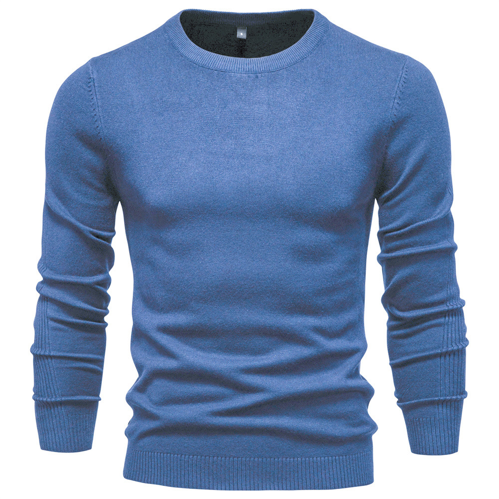 TK Suéter de punto grueso de cuello redondo y corte ajustado para hombre, ideal para otoño/invierno.