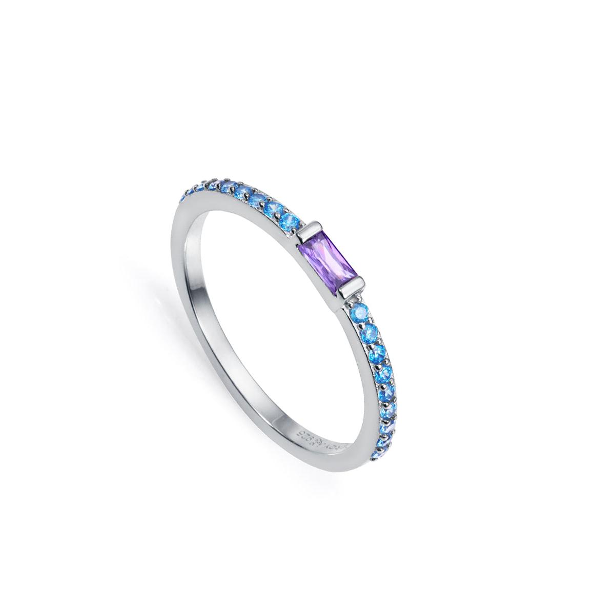 Anillo Viceroy Elegant 13173A014-33 Plata de Ley Baño de Rodio Circonitas Azul y Morado