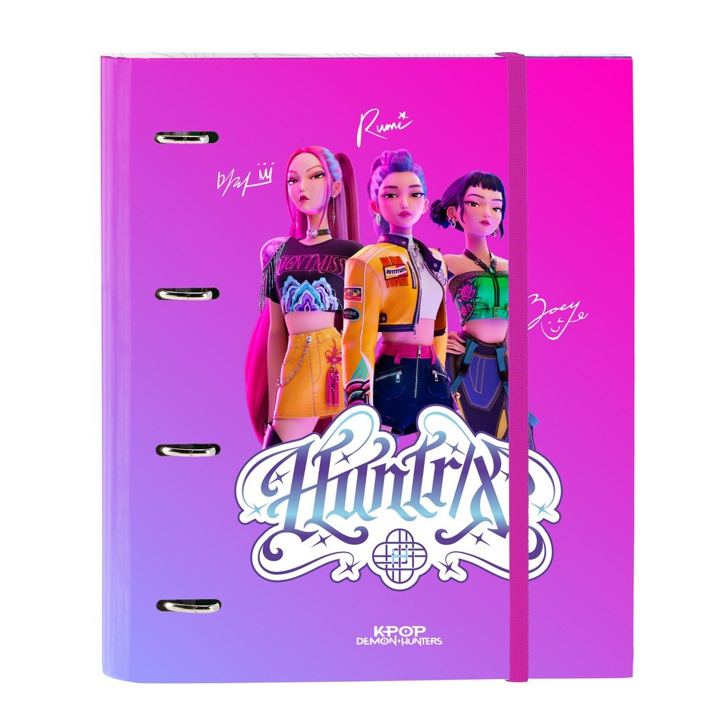 SAFTA  CARPETA 4 ANILLAS DE 35MM CON RECAMBIO A4 100 H CON GOMA Y K-POP DH STATIONERY 3x27x32 Cms.