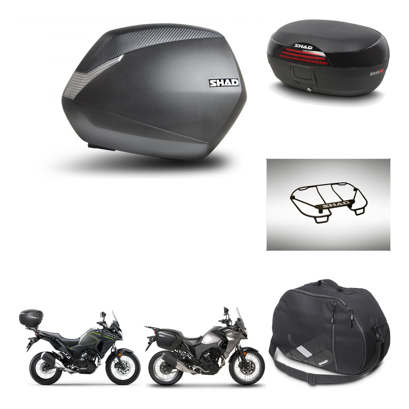 Baul Trasero + Maletas Laterales + Accesorios + Herraje 3P + Herraje Montaje Sh36 Sh 36 Sh46 Sh 46 New Model KIT-268264