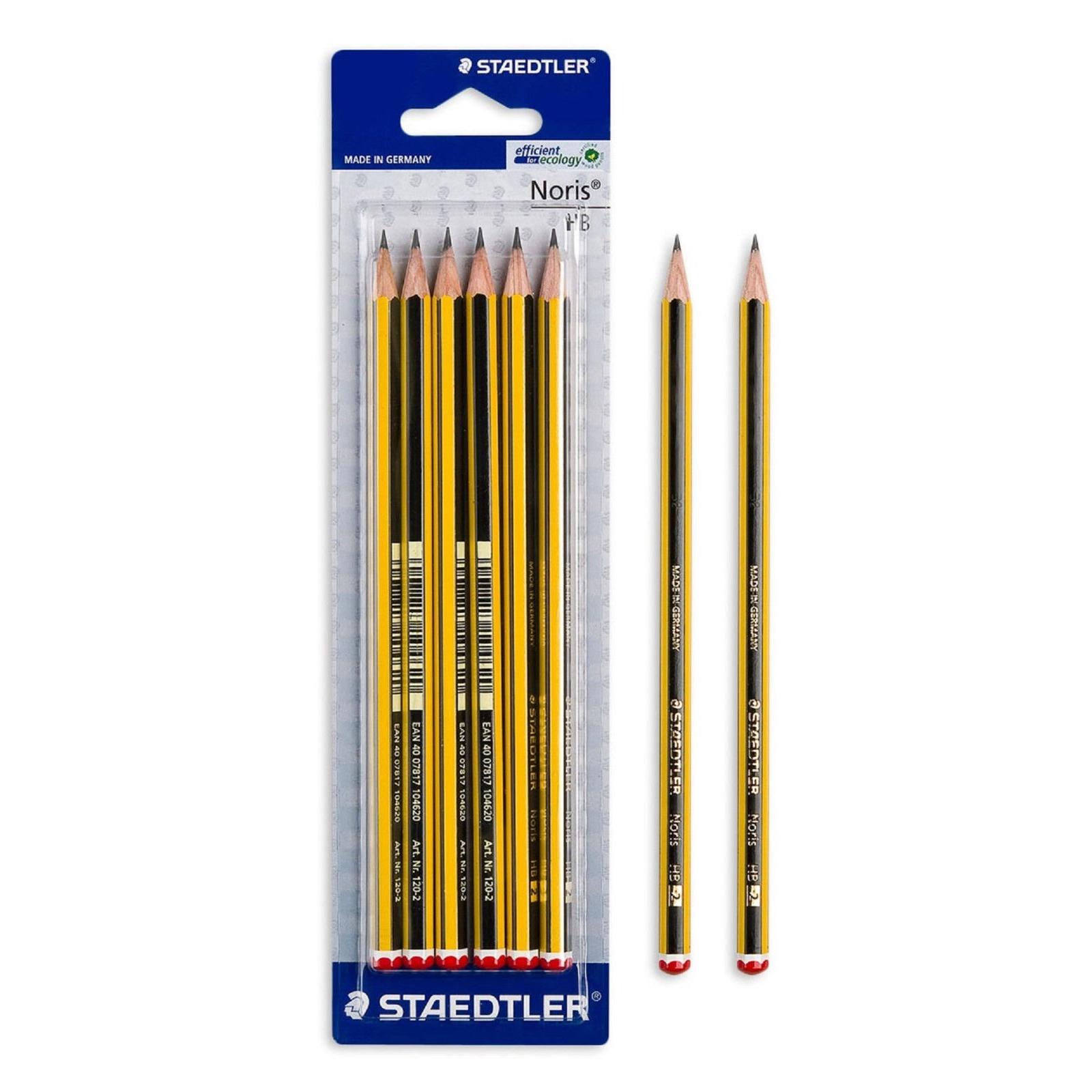 STAEDTLER HB2 Noris - Lápices PAC de 6 artículos de rayas amarillas y negras