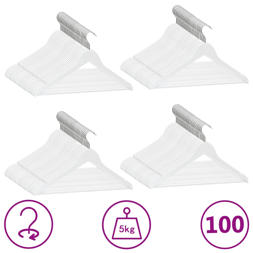 vidaXL 100x Madera Dura Juego de Perchas para Ropa Antideslizantes Soporte Color Marrón, Blanco, y mas