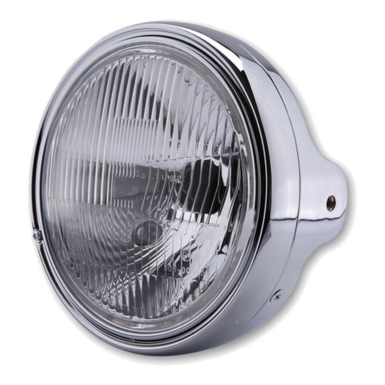 Faro De Siete Pulgadas Con Inserto, Montaje Lateral Y Cristal Grabado Cromado Ltd H4 1139761