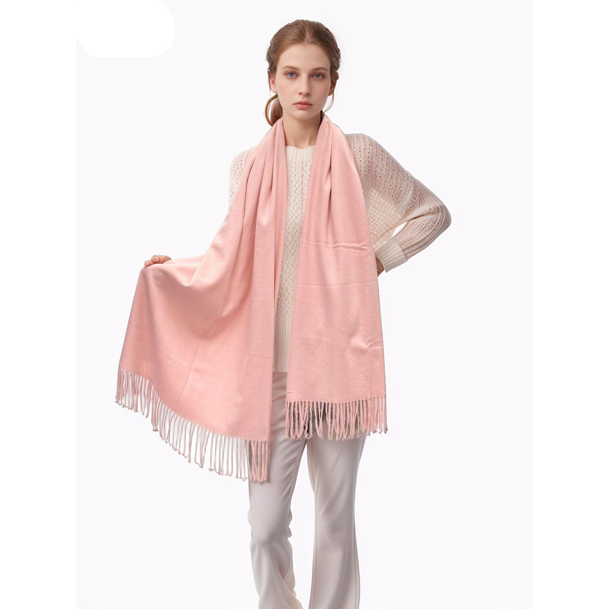 Bufanda Grande Mujer 65x180 cm Efecto Cashmere, MEJORADA, Chal Suave con Flecos, Bufanda de Color Liso para Otoño e Invierno, Accesorio Elegante para Oficina, Viajes, Fiestas y Eventos