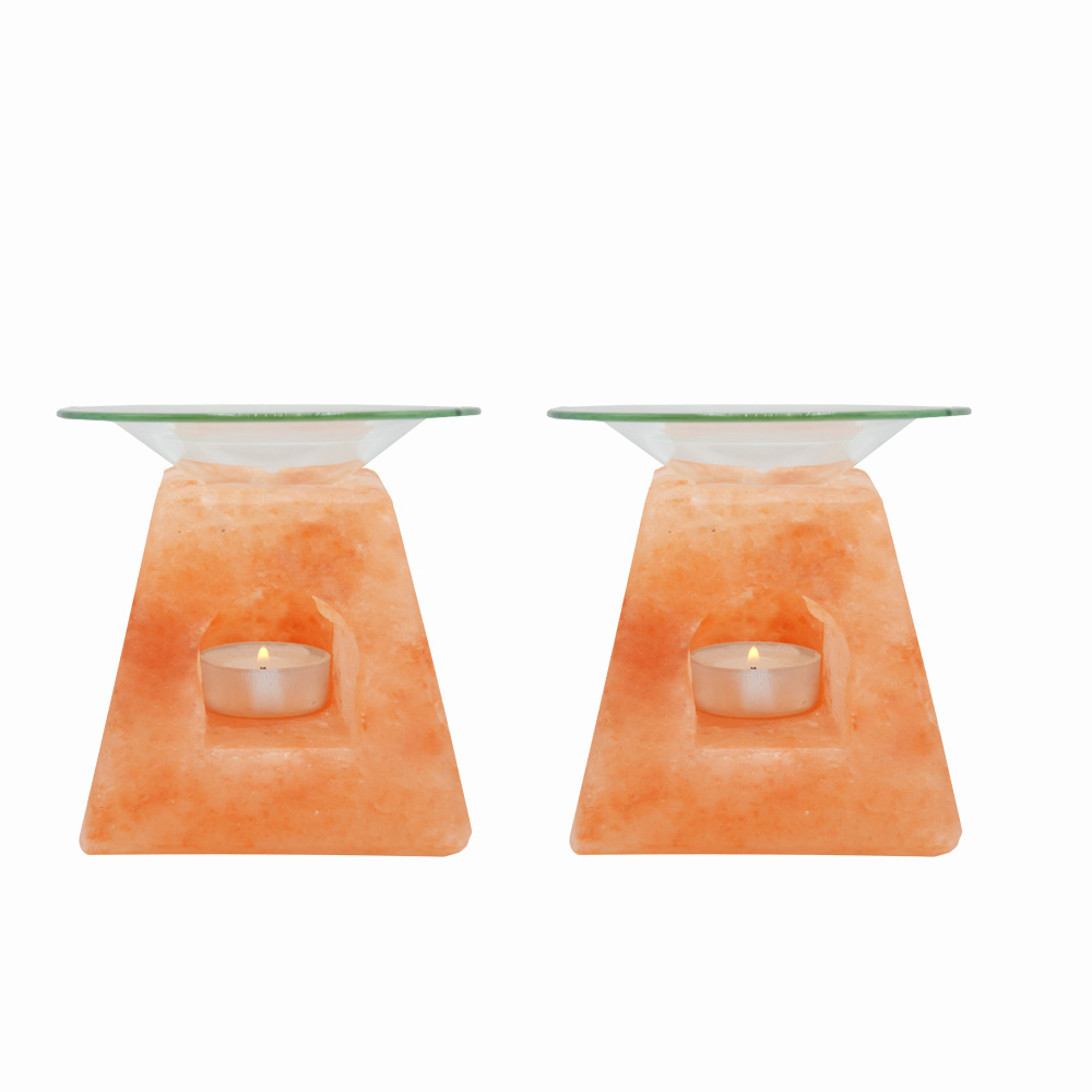 PLUSHOME Pack2 de Portavelas y Quemador de Sal Himalaya.Con formas. - Decoración del Hogar -Meditación -Relajacion- Bienestar-Concentracion-Yoga