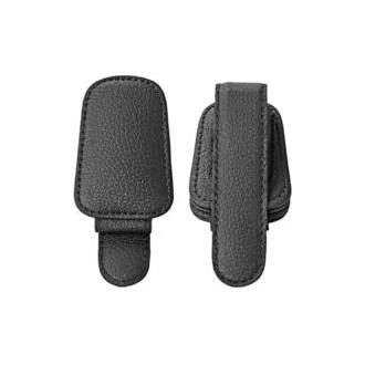CA 2 soportes para gafas de coche de cuero genuino (negro), soporte magnético para gafas de coche, accesorio para visera, clip para gafas de coche, clip para billetes y tarjetas
