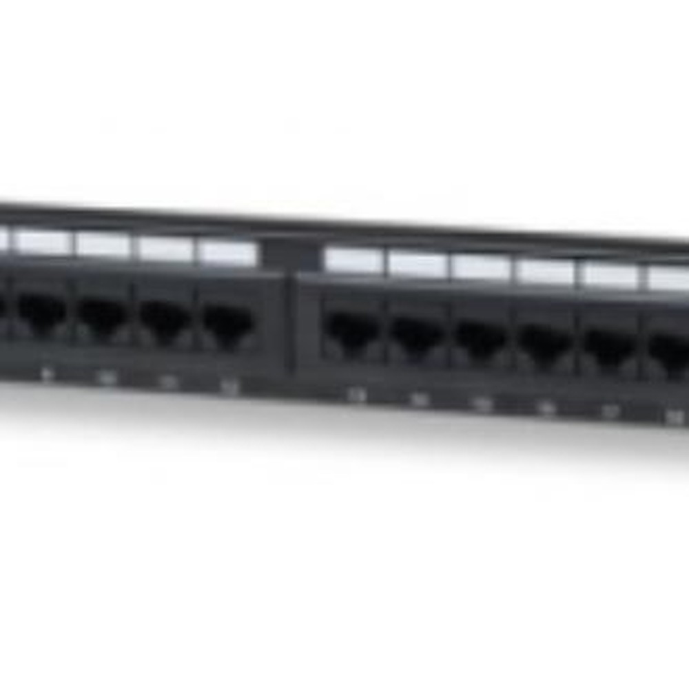 WP - Panel de Parcheo UTP Cat.6 WPC-PAN-6U-24 de 24 puertos RJ45 para montaje en bastidor 1U, color negro, ideal para infraestructuras de red profesional y centros de datos