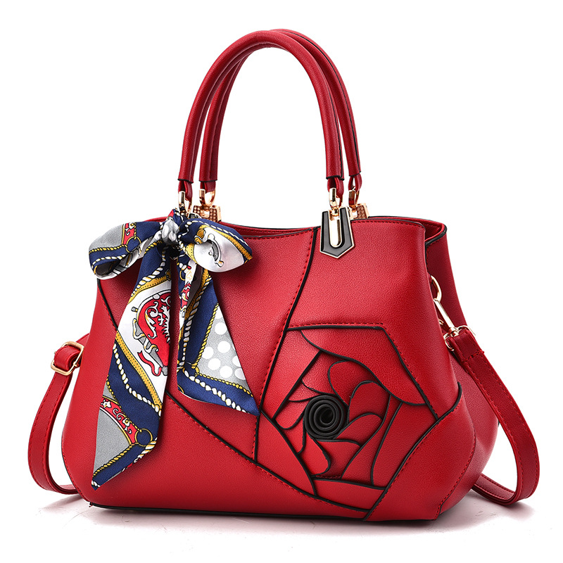 Bolso de mano para mujer, de piel sintética, con diseño de flores en 3D