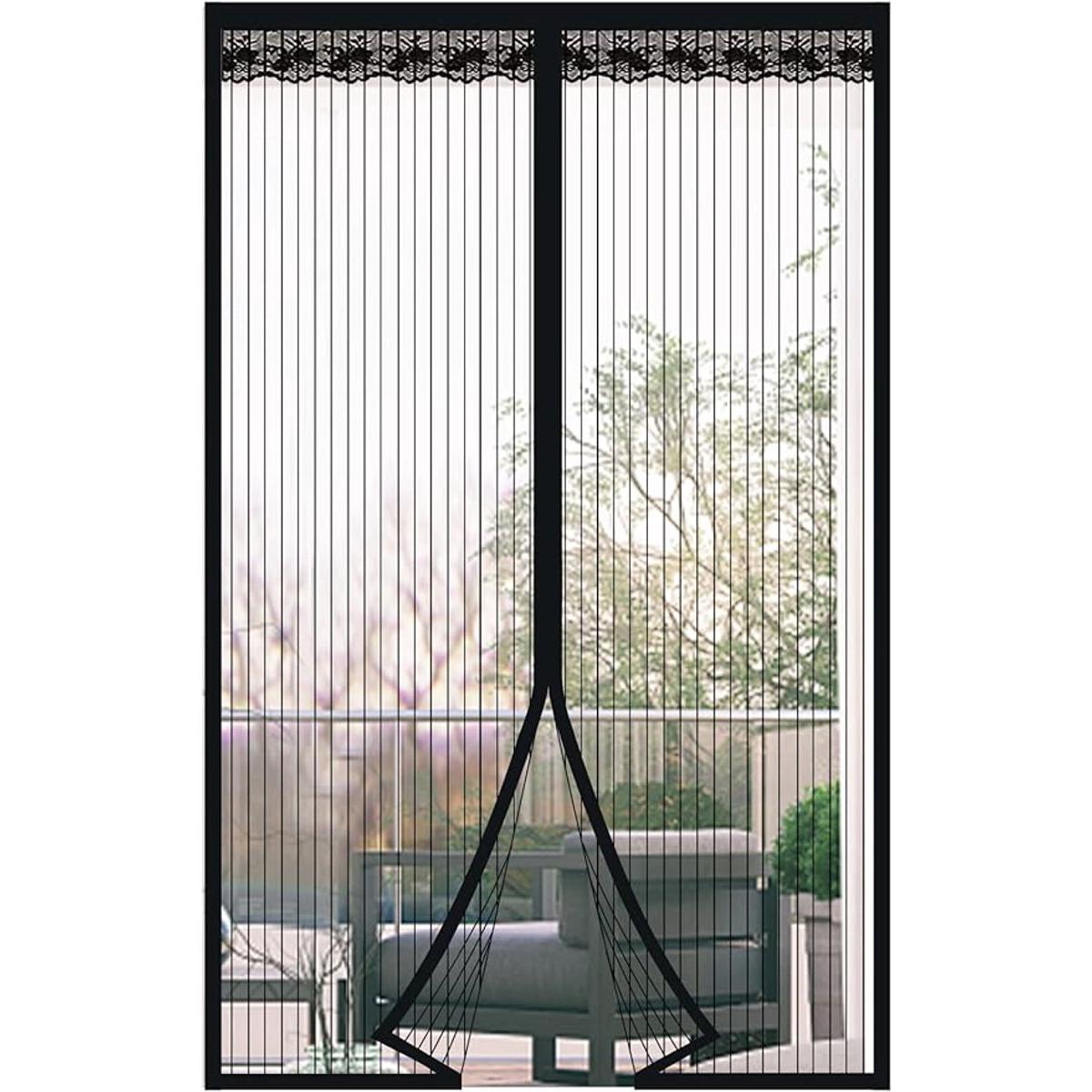 Om Home Mosquitera magnética para puerta de 90x190cm. Cortina antimosquitos de malla ultrafina con cierre magnético. No requiere perforaciones. Ideal para balcón y dormitorio. Color negro.