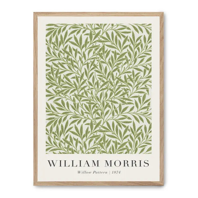 Cuadro willow pattern i 30x40cm, Póster impreso en papel de primera calidad de 180gr, montado sobre marco de madera MDF acabado roble., Arte - Pintores famosos - William Morris
