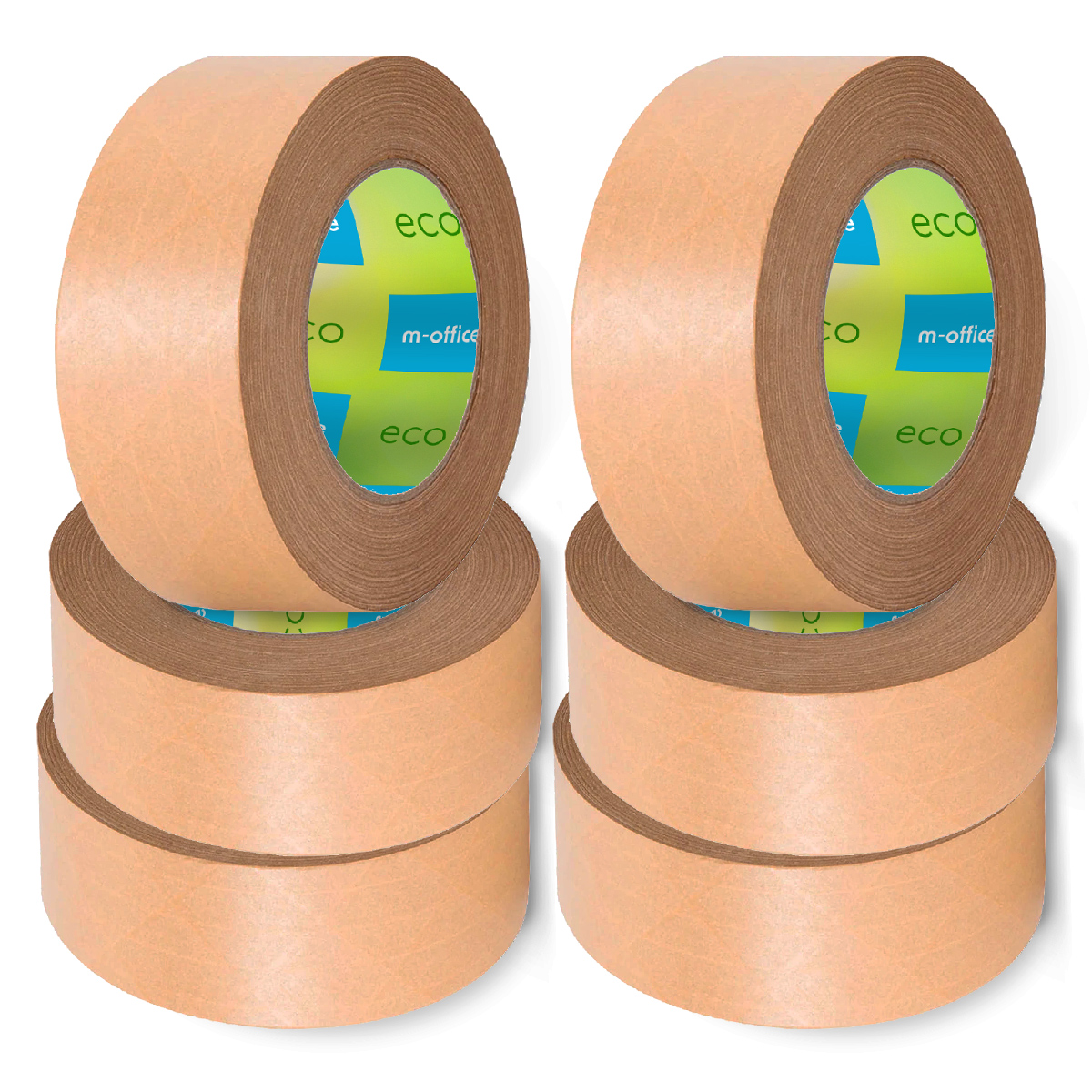 Cinta Adhesiva Papel Kraft, Cinta de Embalar Adhesiva para Embalaje de Cajas, Envíos, Mudanzas y Manualidades, Cinta de Papel Embalaje, Cinta Marrón Papel Kraft· m-office (6 uds, 50mmx80m)