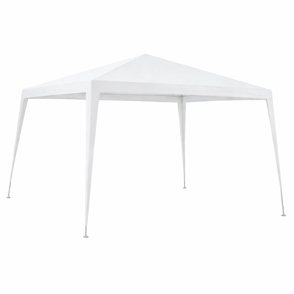 Carpa Cenador Gazebo Desmontable, cubierta 2,5x3,5m, base 3x4m Blanco Con Tubos de Acero de Alta resistencia, Protección UV, Rafia PE resistente Lluvia. para Playa, Camping, Jardin, Patio MONTY