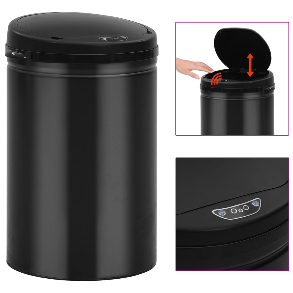 vidaXL Cubo de Basura con Sensor Automático 30 L Acero Inoxidable Papelera Color Plateado,  Negro, y mas