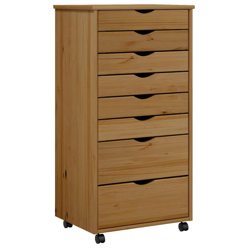 vidaXL Cajonera con ruedas MOSS madera maciza de pino en color Blanco/marrón miel y blanco/Marrón miel y más