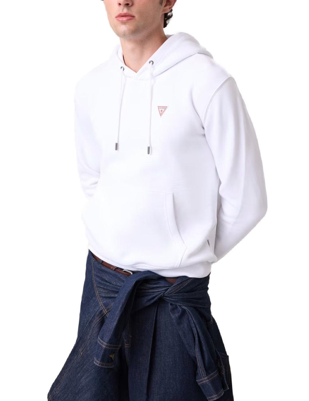 Sudadera Guess Jeans blanco con capucha para hombre