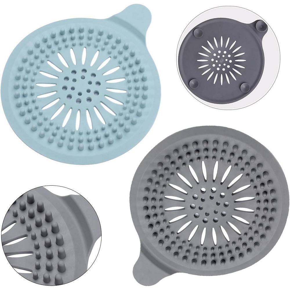 CA Pack de 2 recogedores de pelo de silicona con ventosa para desagüe de baño, bañera y cocina