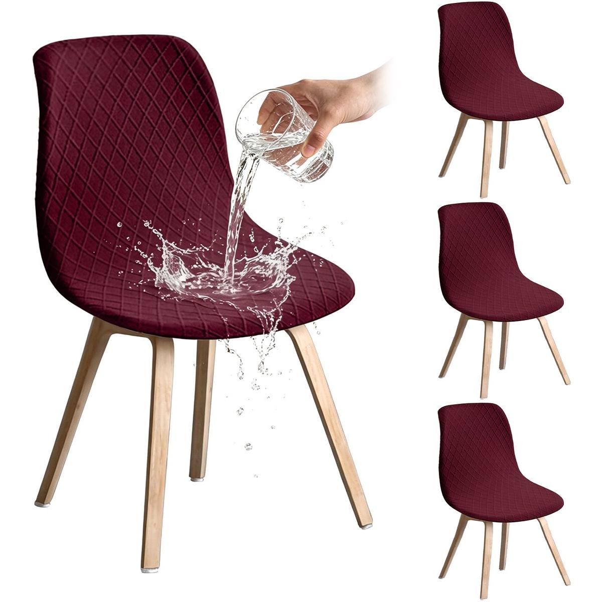 Fundas para sillas — Paquete de 4 — Fundas extraíbles para sillas de comedor — Fundas elásticas universales para sillas — Fundas para asientos — Ideales para el hogar y la cocina — Duraderas / Muy elásticas / Extraíbles — Largo: 45–52 cm, ancho: 40–46 cm,