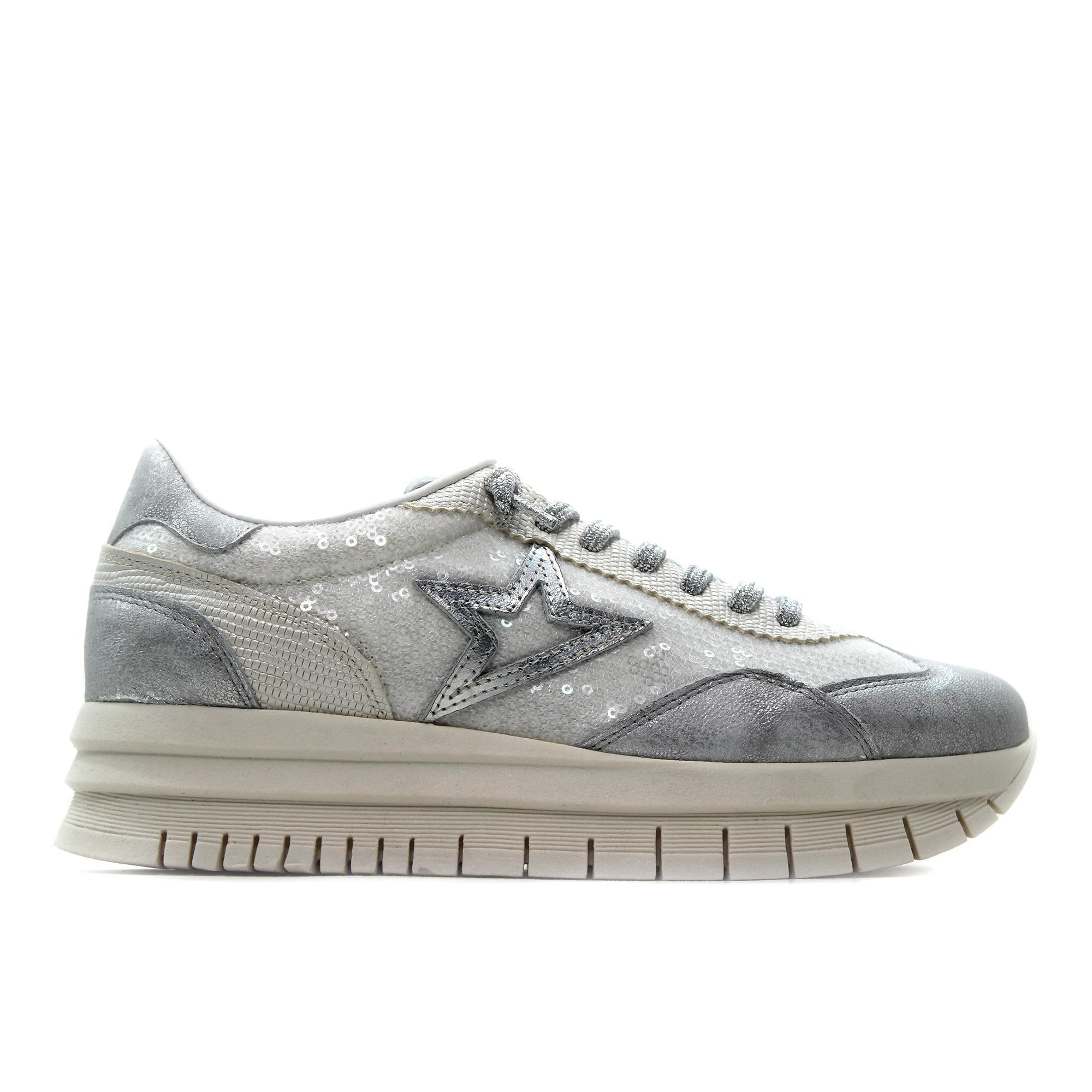 Cetti C-1259 XL Zapatos,sneakers de piel y tela,cordón elástico,plataforma,suela de goma,plantilla extraible,vintage para señora
