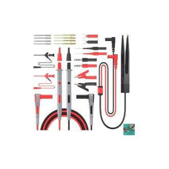 CA Kit de cables de prueba múltiples 21 en 1, cable de prueba para multímetro eléctrico con pinzas de cocodrilo, pinza de resorte, conector banana para voltímetro de voltaje y comprobador de circuitos de voltaje.
