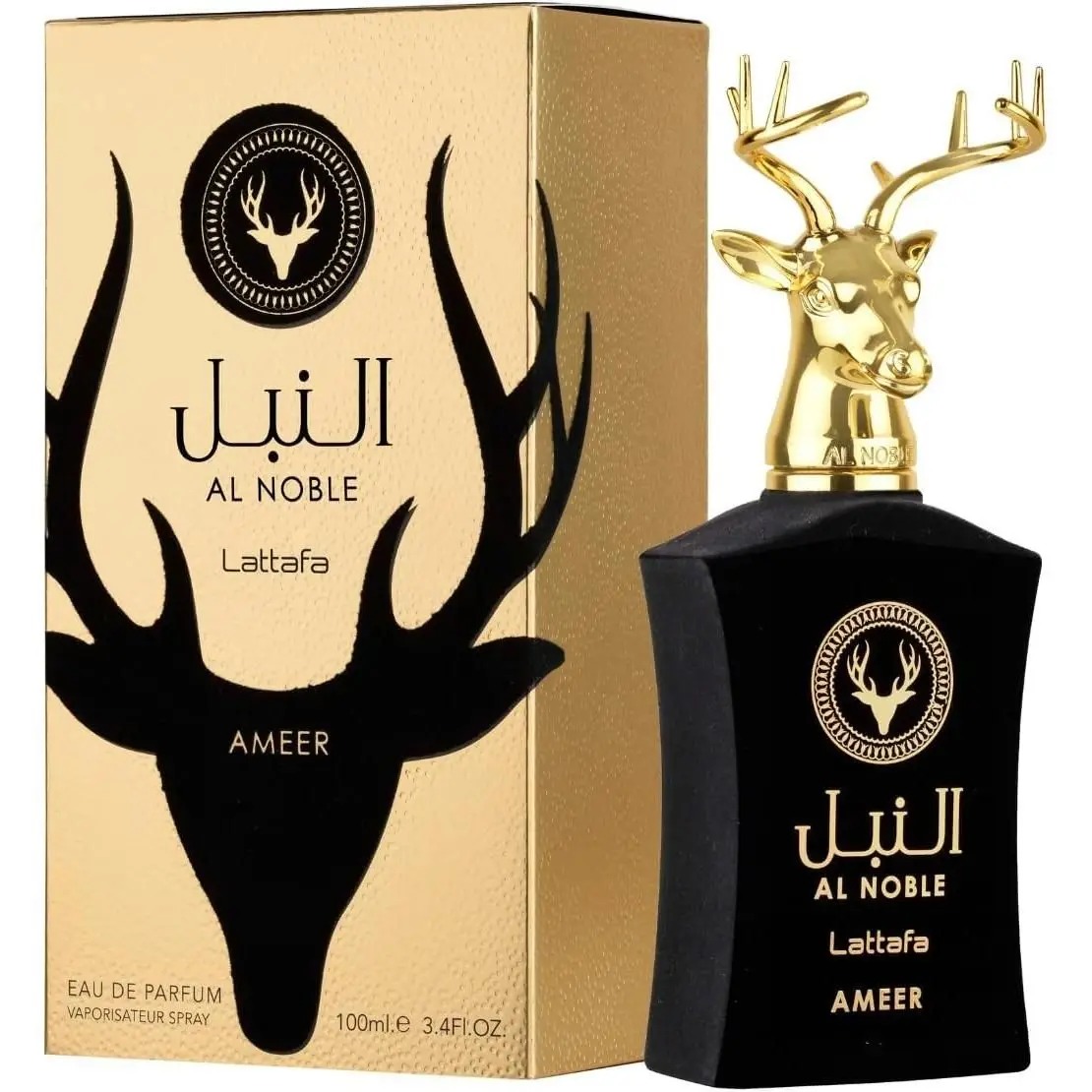 Al Noble Ameer Lattafa Eau de Parfum 100 ml · Perfume Masculino Árabe de Lujo · Fragancia Amaderada y Especiada con Toques Orientales · Aroma Intenso de Larga Duración y Alta Proyección · Perfume Premium para Hombre