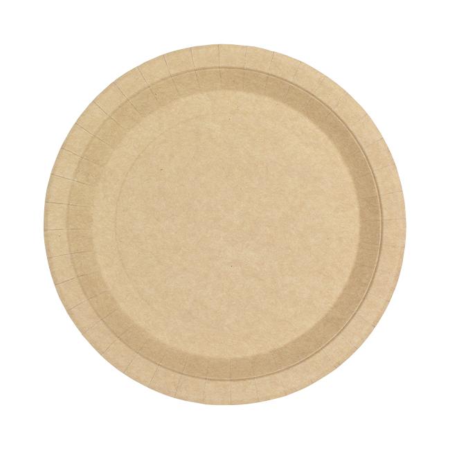 MONOUSO | Plato de Cartón Redondo Antigrasa Kraft Ø22cm 245g/m² (50 Uds)