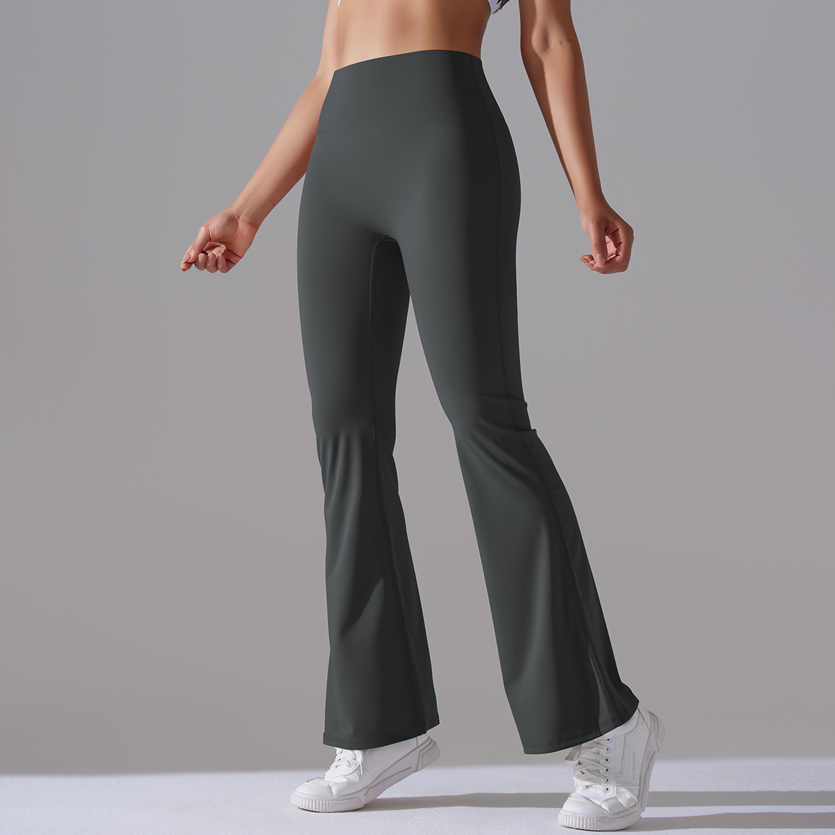 CA Pantalones acampanados de Color Liso, Mallas de Yoga de Color sólido para Mujer, pantalones de entrenamiento elástico de Belta Alta a la cadera, pantalones de pierna Ancha, pantalones de Fitness