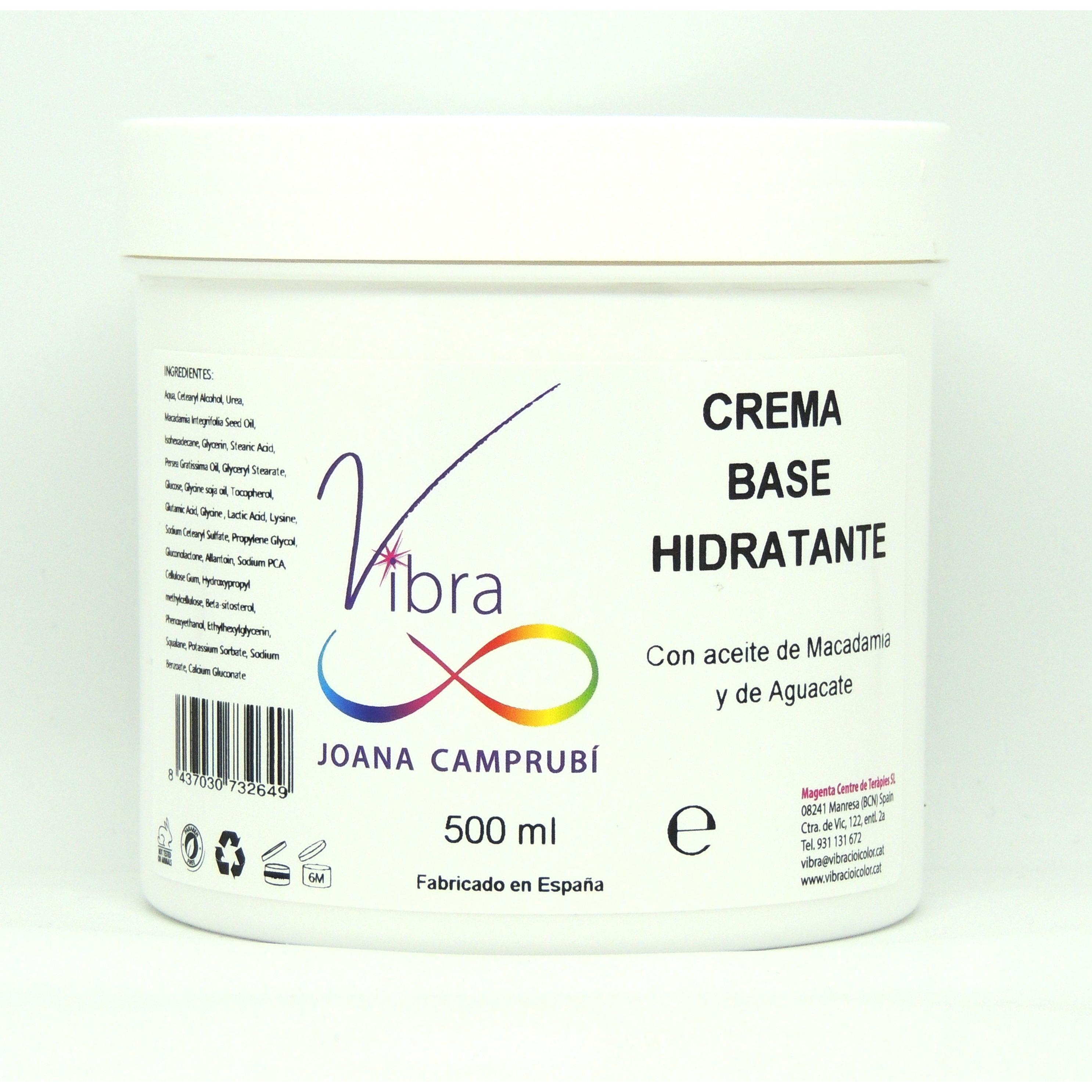 Vibra Joana Camprubí - Crema base hidratante enriquecida con ingredientes naturales, calmante y anti-desecación, cruelty free, sin siliconas ni PEG, para uso facial y corporal